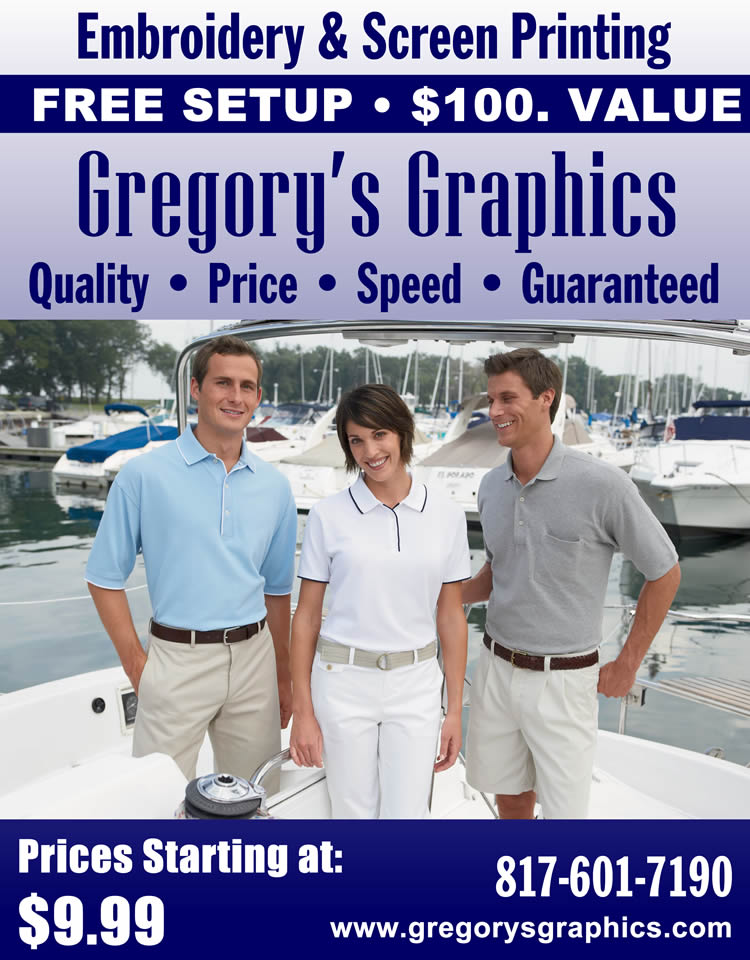 sport shirts, polo shirts, staff shirts, gregorys graphics, keller, tx, fort worth, tx dallas texas