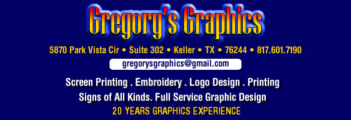 Gregorys Graphics - Screen Printing, Keller, Fort Worth, Dallas, Denton, Waco - Screen Printing t-shirts