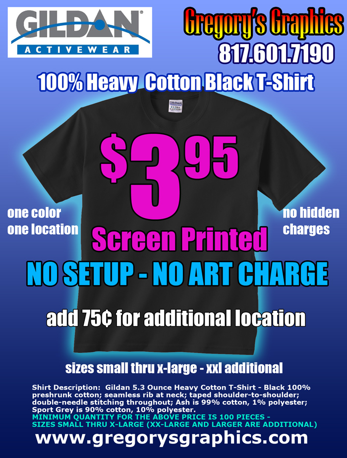 Gregorys Graphics - Special Deals Page - 817-601-7190